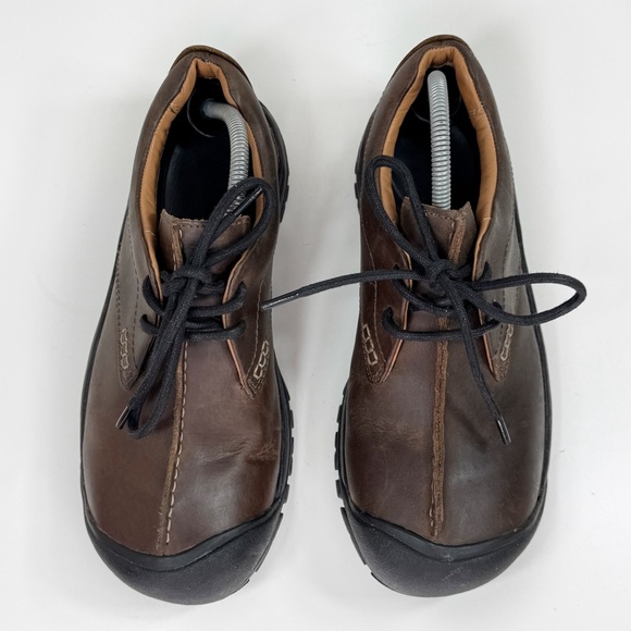 Keen Boston III Leather Lace Up Loafers Casual Shoes Chunky Brown Mens 10 - Picture 4 of 11